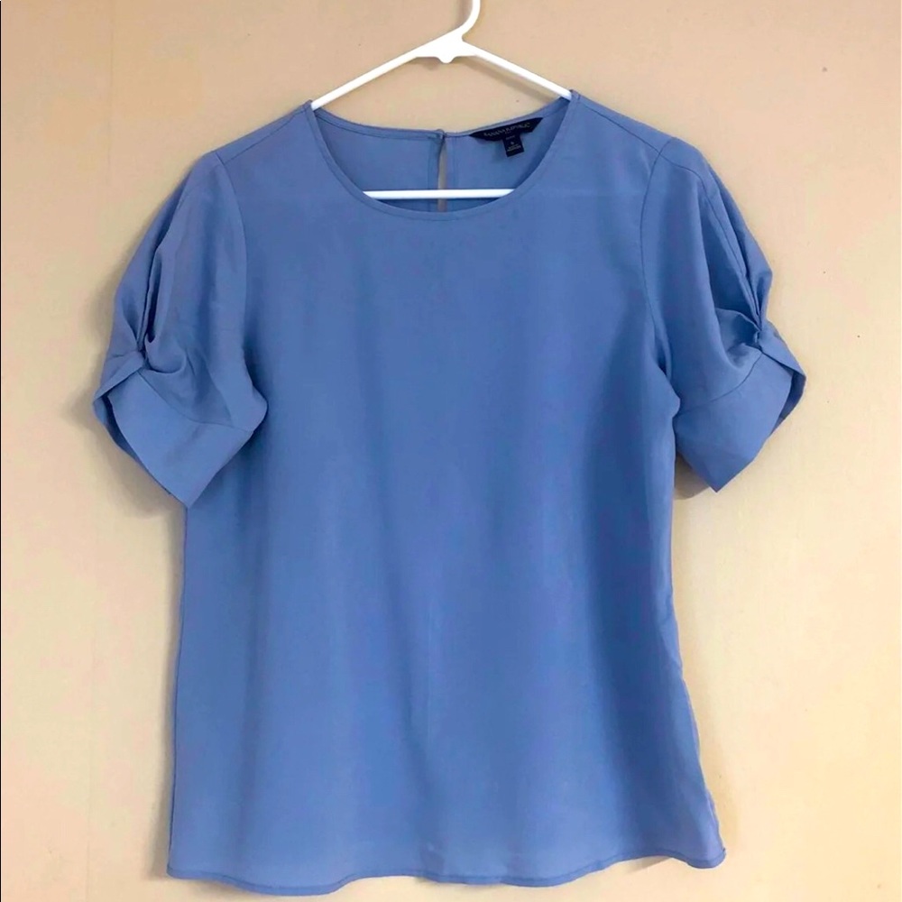 Banana Republic Blue Puff-Sleeve Blouse (Petite)
